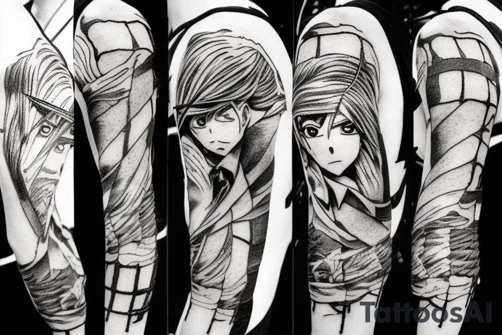 Attack on titan anime line work design tattoo idea
