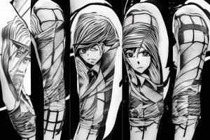 Attack on titan anime line work design tattoo idea
