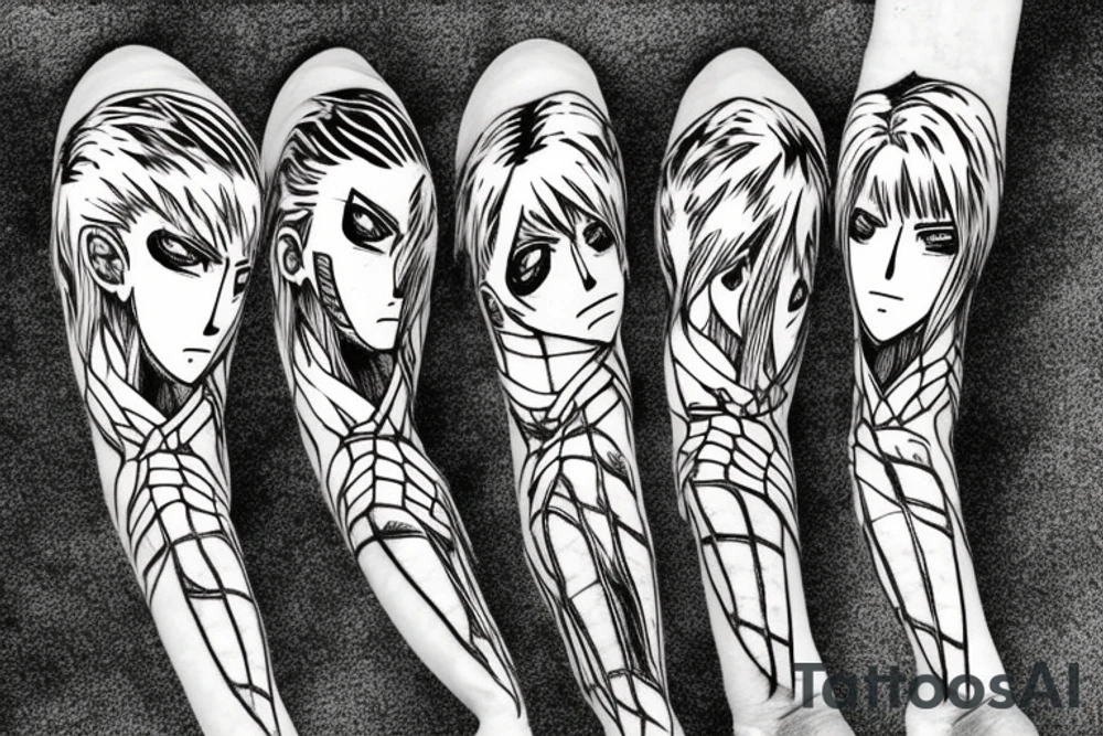 Attack on titan anime line work design tattoo idea