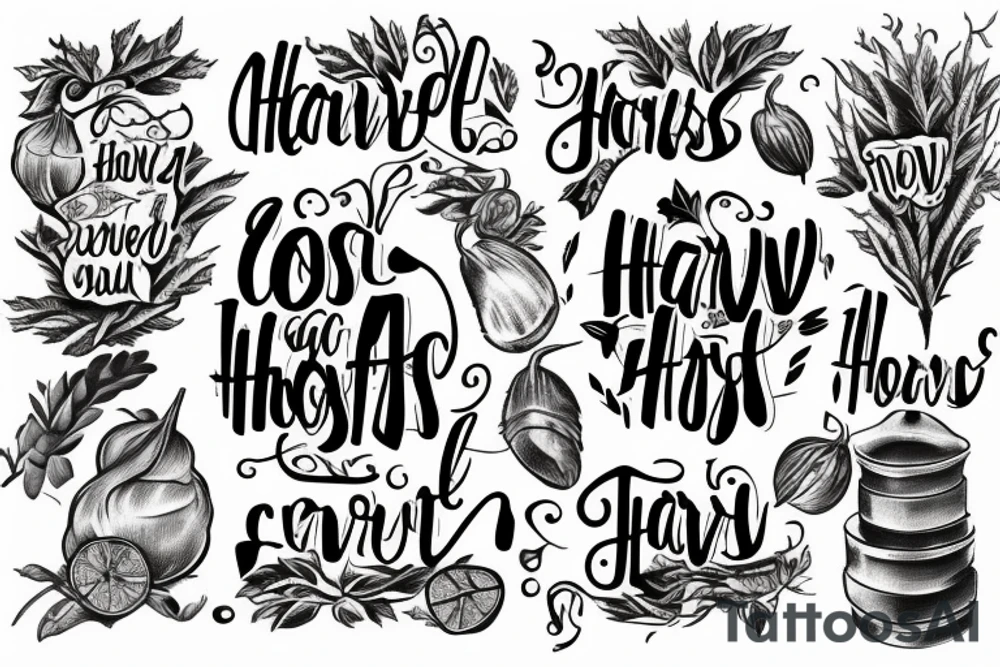 create me a tattoo with the word Harvest in cool font tattoo idea