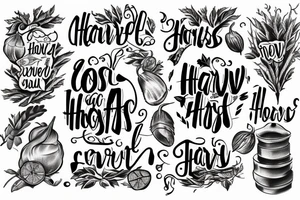 create me a tattoo with the word Harvest in cool font tattoo idea