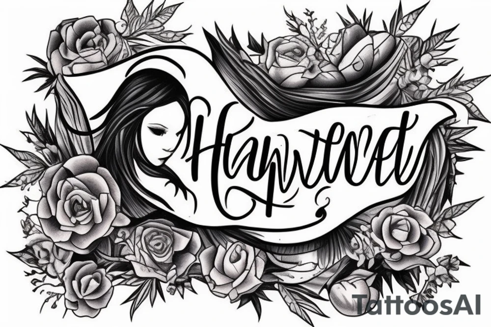 create me a cool tattoo of my daughters name. Her name is Harvest Reign. tattoo idea