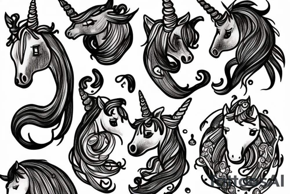 friendshop men and women unicorn tattoo idea