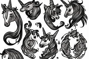 friendshop men and women unicorn tattoo idea