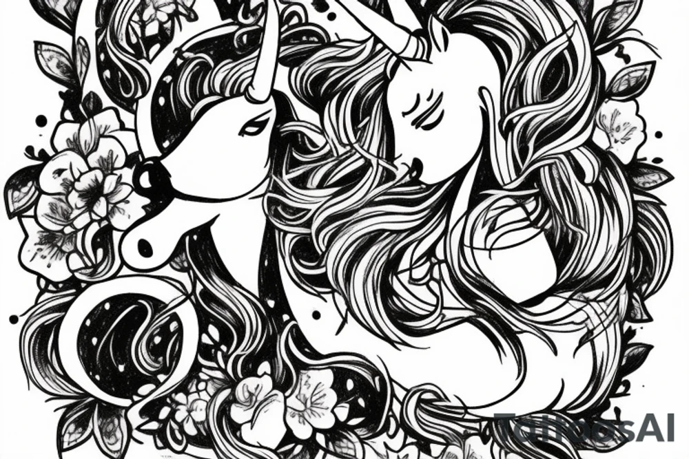 friendshop men and women unicorn tattoo idea