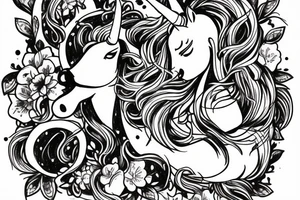 friendshop men and women unicorn tattoo idea