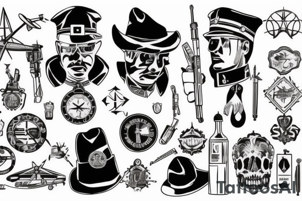 the guard stands in the middle of the airport and looks at the plane tattoo idea