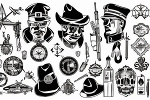 the guard stands in the middle of the airport and looks at the plane tattoo idea