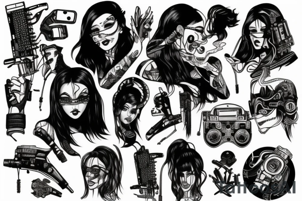 Cyberpunk girls tattoo idea