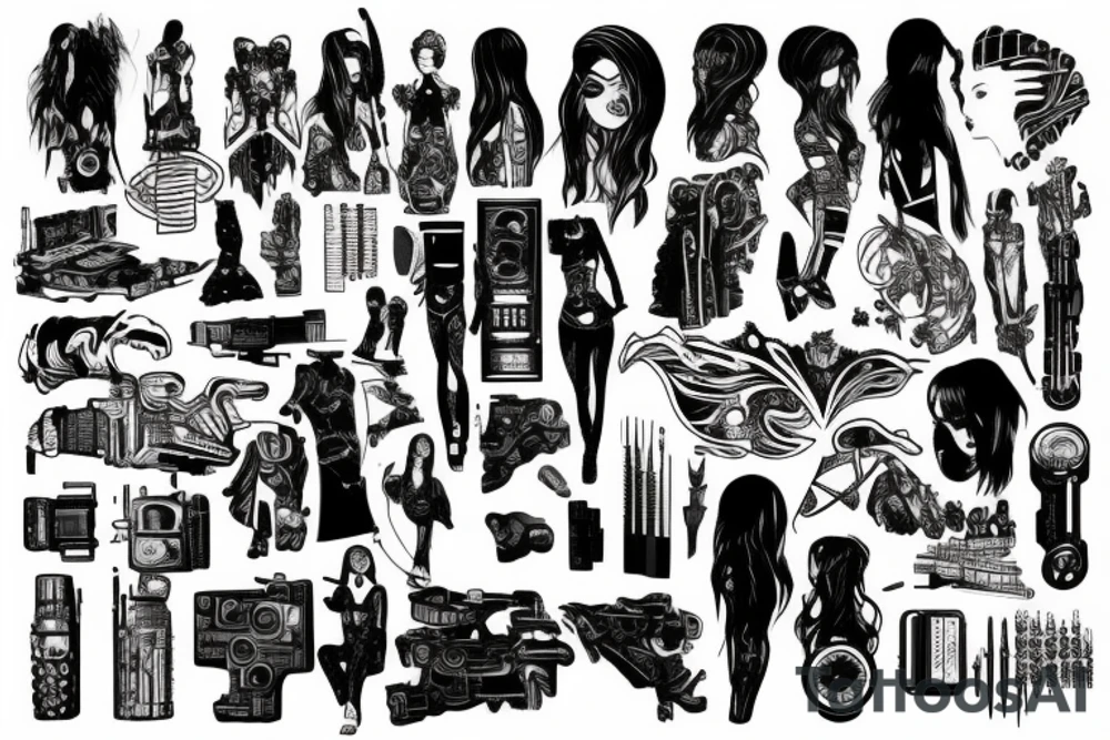 Cyberpunk girls tattoo idea