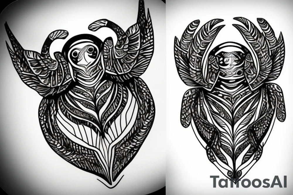 Scarab beatle with floral designs on body tattoo idea