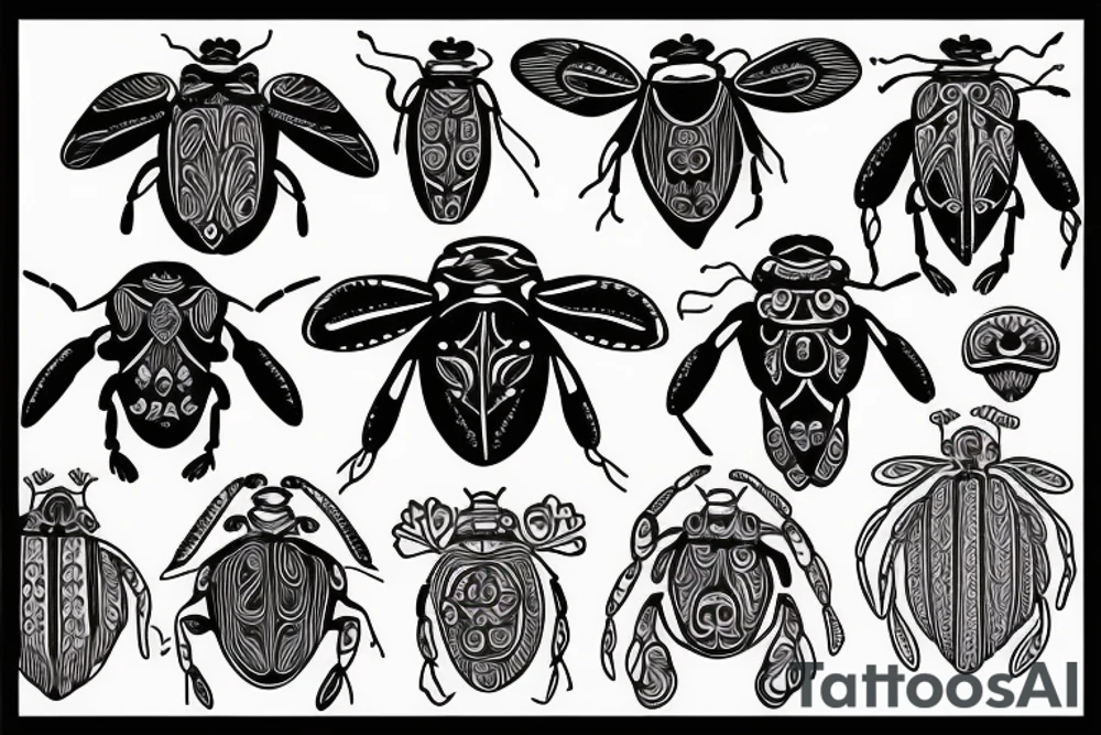 Scarab beatle with floral designs on body tattoo idea