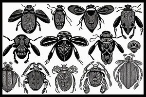 Scarab beatle with floral designs on body tattoo idea