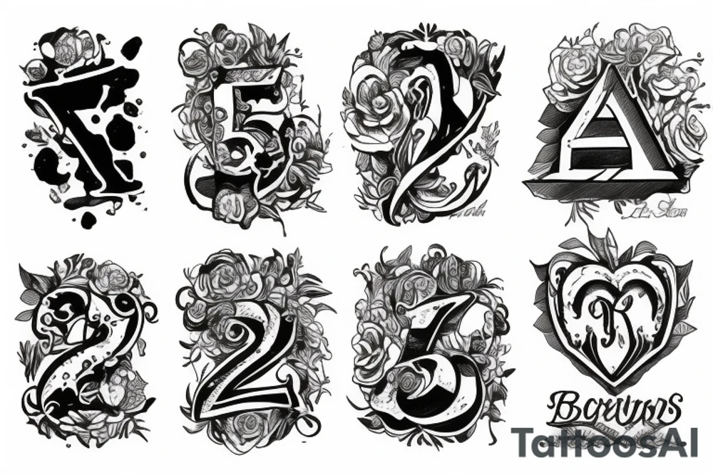 Letter B four times tattoo idea