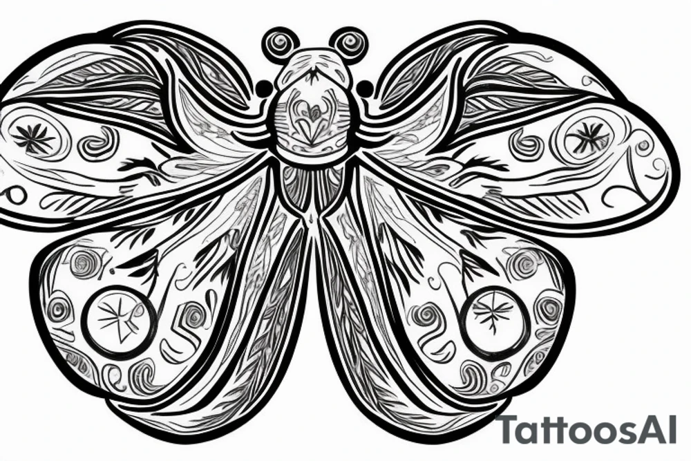 Simple Scarab beatle with floral designs on body tattoo idea