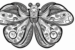Simple Scarab beatle with floral designs on body tattoo idea