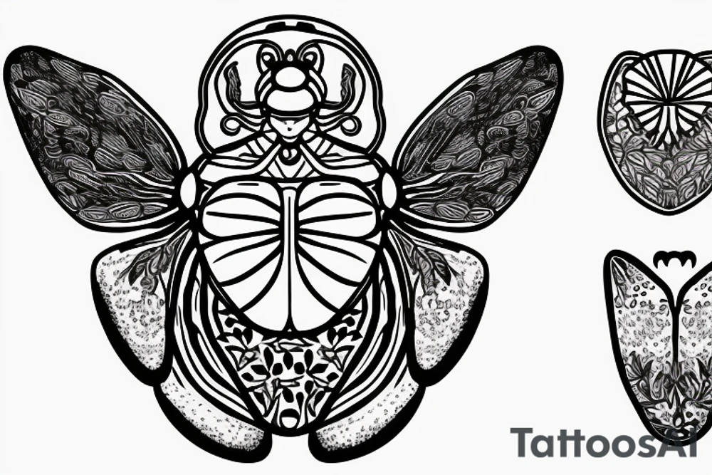Simple Scarab beatle with floral designs on body tattoo idea