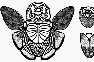 Simple Scarab beatle with floral designs on body tattoo idea