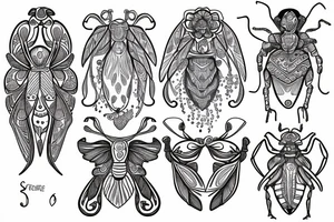 Fine line Scarab beatle with floral designs on body tattoo idea