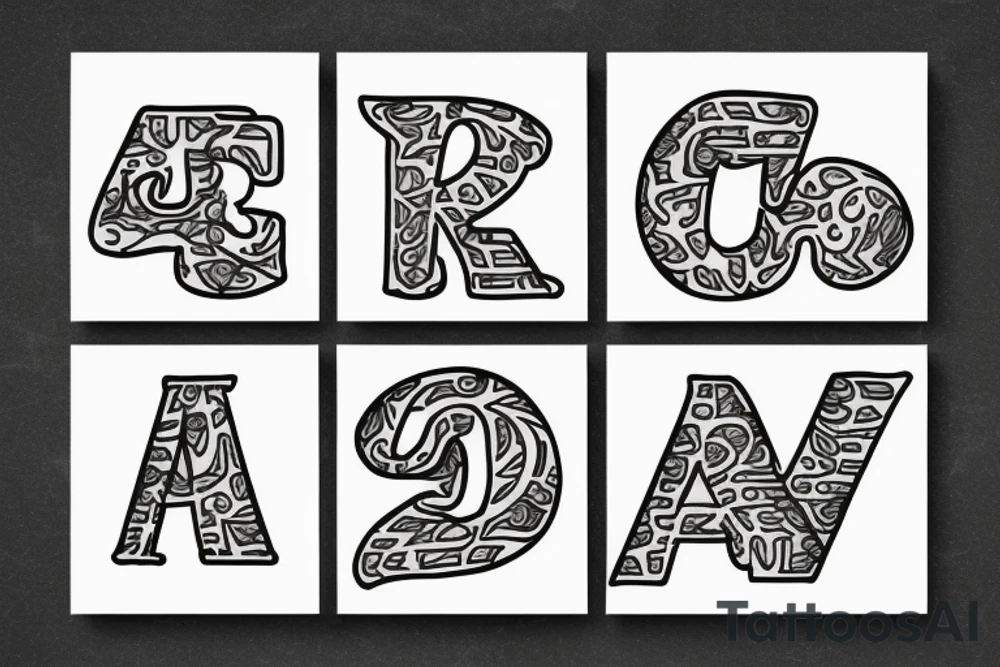 Letter B and 4 tattoo idea