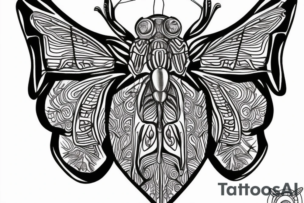 Fine line Scarab beatle with designs on body tattoo idea