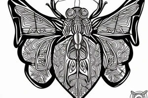Fine line Scarab beatle with designs on body tattoo idea