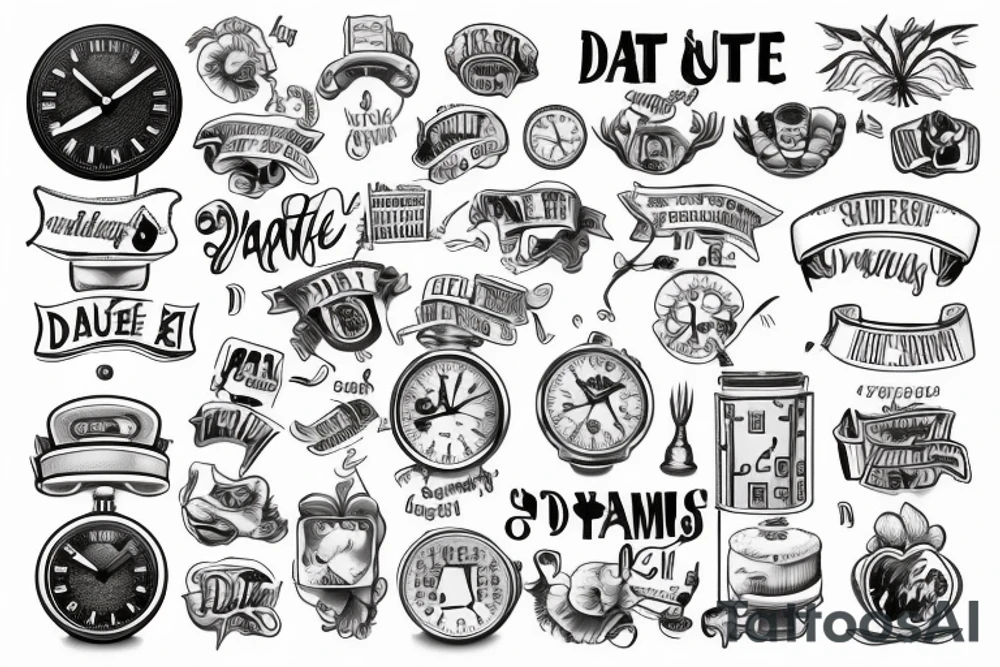 date time campus combined 
 in one tatoo tattoo idea