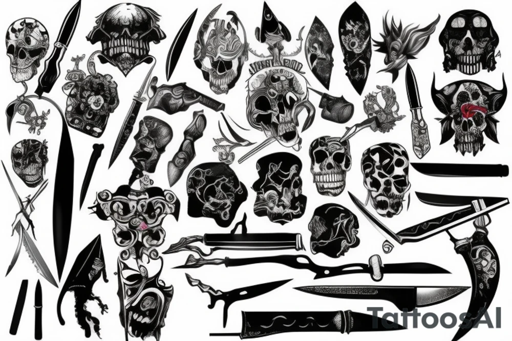 Patchwork knife death heaven tattoo idea