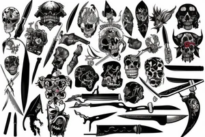 Patchwork knife death heaven tattoo idea