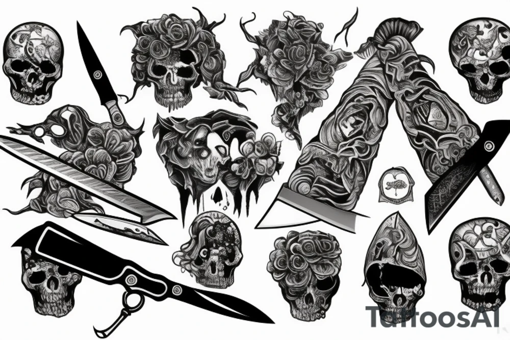 Patchwork knife death heaven tattoo idea