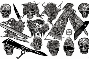 Patchwork knife death heaven tattoo idea