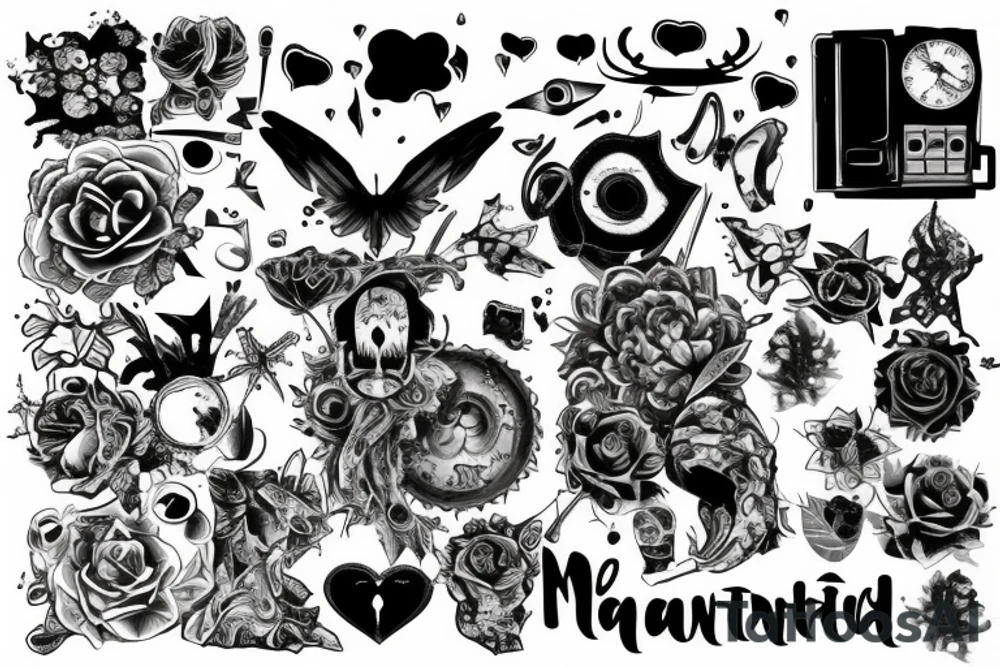 Patchwork meaningful edgy tattoo idea