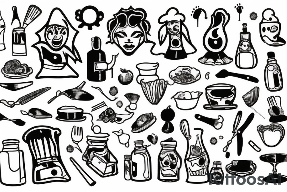 Patchwork chef ghost tattoo idea