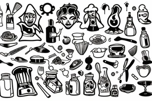 Patchwork chef ghost tattoo idea