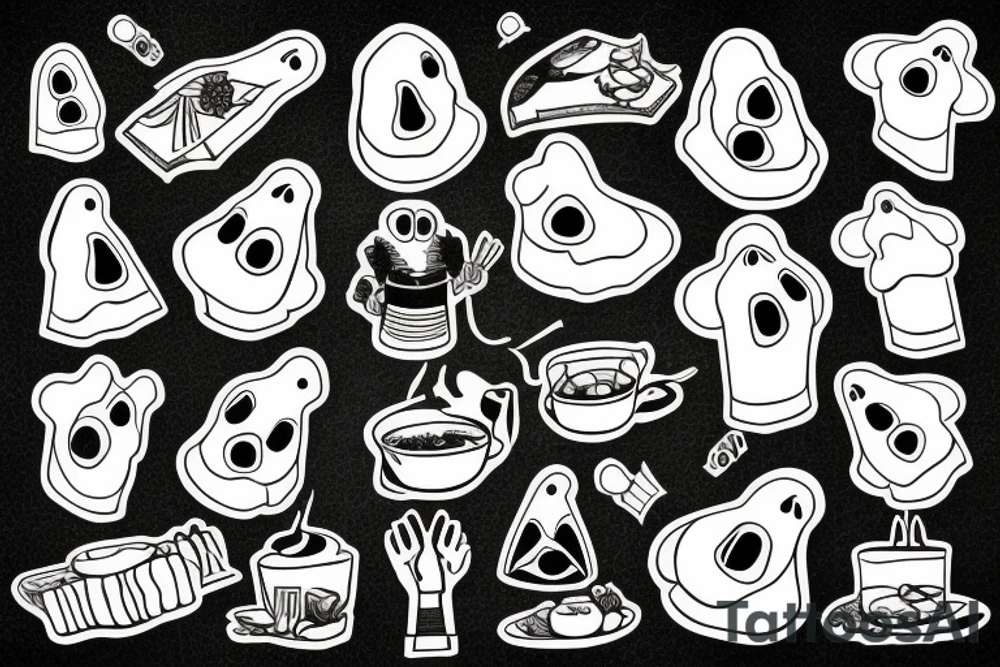 Patchwork chef ghost tattoo idea