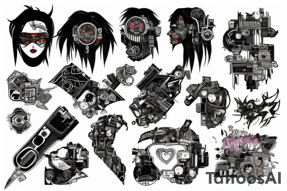 Patchwork cyberpunk tattoo idea