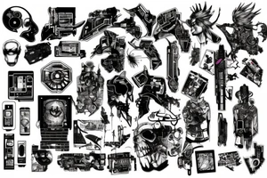Patchwork cyberpunk tattoo idea