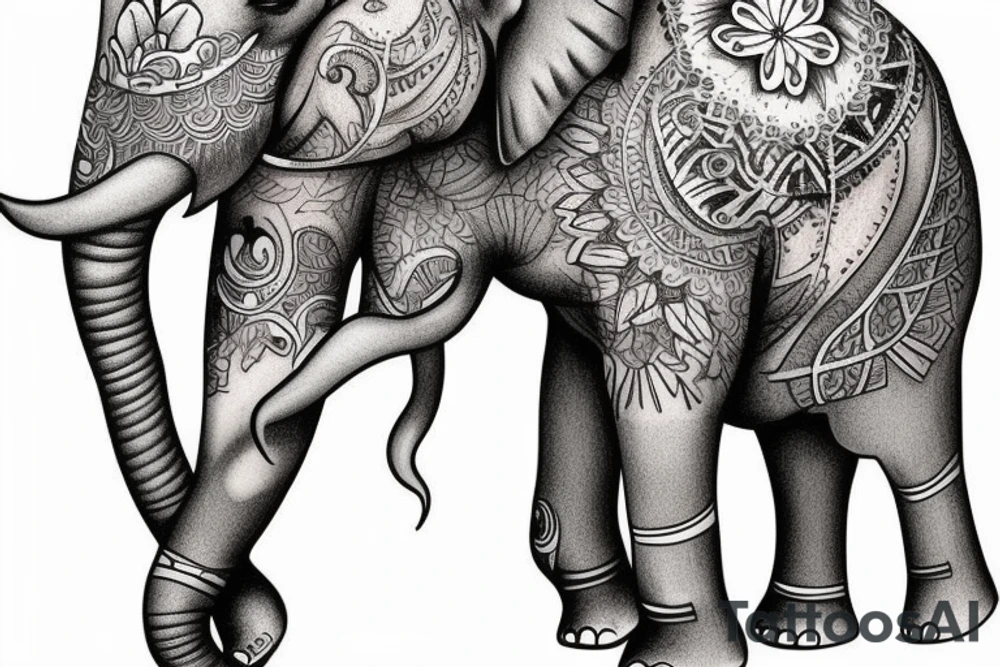Small Mom elephant with baby elephant tattoo idea