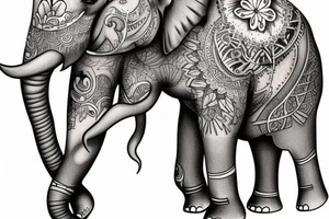 Small Mom elephant with baby elephant tattoo idea