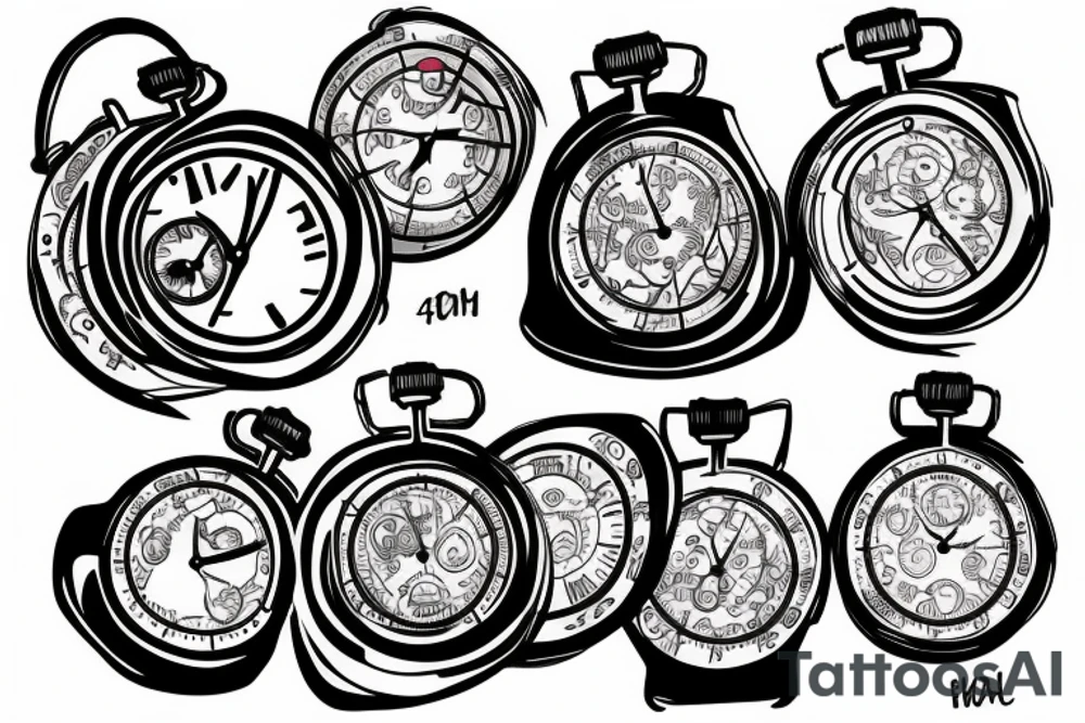 A stopwatch that includes all four seasons of the year inside of it tattoo idea