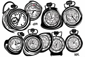 A stopwatch that includes all four seasons of the year inside of it tattoo idea