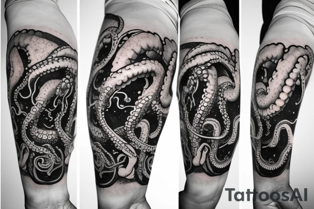 an octopus with 8 tentacles wearing an astronaut helmet, with the galaxy in the background, inside of a rhombus canvas , tattoo idea