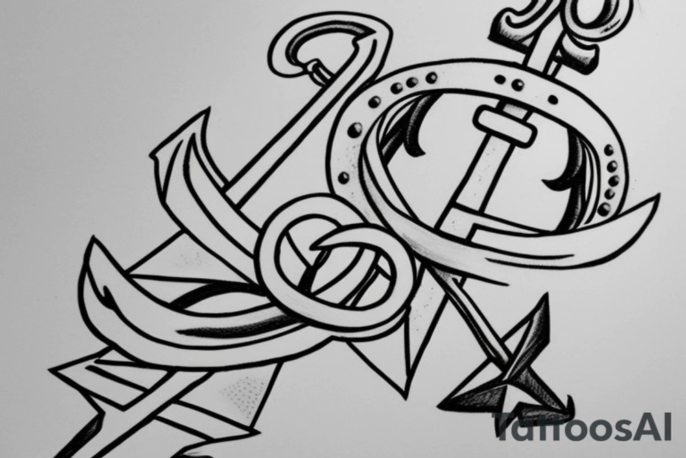 Writing "Fridek" combined with an anchor tattoo idea