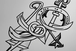 Writing "Fridek" combined with an anchor tattoo idea
