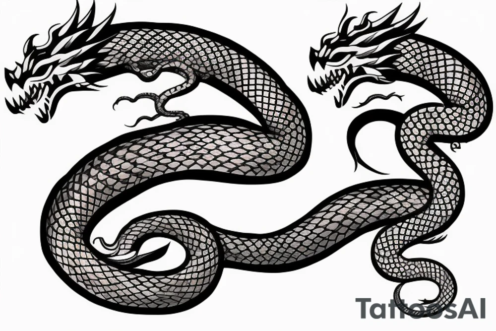 Serpent dragon around sword tattoo idea