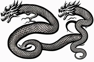 Serpent dragon around sword tattoo idea