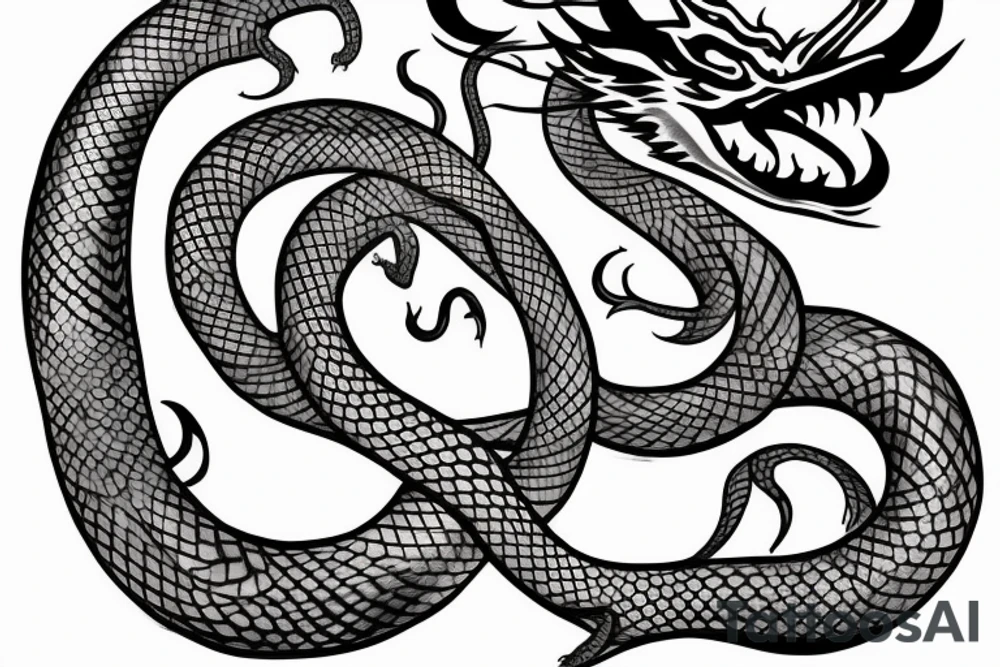 Serpent dragon wrapping around a sword tattoo idea