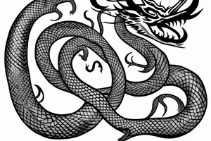 Serpent dragon wrapping around a sword tattoo idea