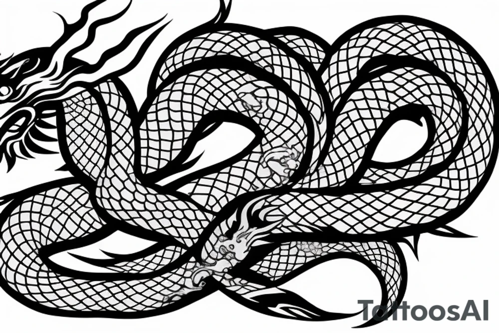Serpent dragon wrapping around a sword tattoo idea
