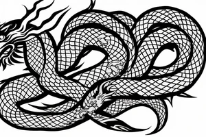 Serpent dragon wrapping around a sword tattoo idea